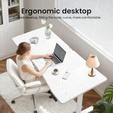 Veken 63 x 28 Inch Electric Standing Desk, Sit to Stand Up, Work Home Office Computer Table for Study, Walking Pad, Writing, and Games, Wooden Desktop Desks, White Veken