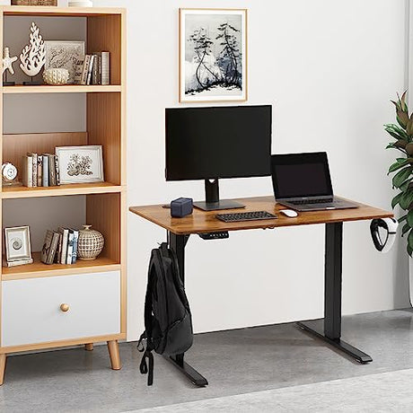 VEVOR Height Adjustable Desk, 47.2 x 23.6 in, Support 180 lbs, Electric Standing Desk with 3 Memory Presets, Sturdy Dual Metal Frame, Versatile Computer Sit Stand up Desks, Suitable for Home Office VEVOR