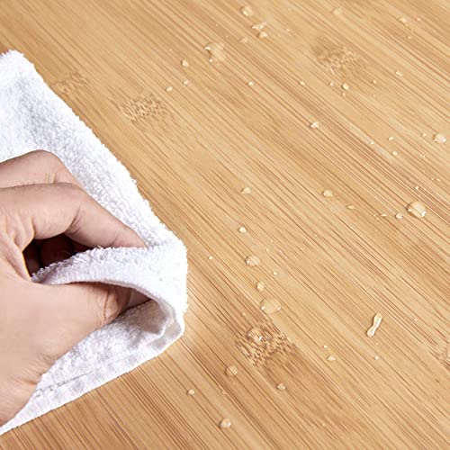 Yaheetech Kitchen Cart with Bamboo Tabletop, 34.5" Width Rolling Kitchen Island with Drawer and Adjustable Shelf, Storage Cabinet with Spice Rack Towel Bar for Dining Room Kitchen Living Room, White Yaheetech