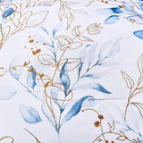 WONGS BEDDING 7 Pieces Blue Floral Bed in a Bag King, Botanical Comforter Set Reversible Blue Gold Leaves Bedding Set King (1 Comforter,2 Pillowcase,2 Pillow Shams,1 Flat Sheet,1 Fitted Sheet) WONGS BEDDING