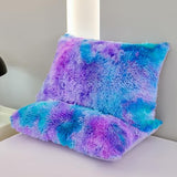 SUCSES Blue Purple Fluffy Twin Bedding Sets for Girls 3Pcs Faux Fur Plush Shaggy Kids Duvet Cover Set Twin Size Tie Dye Velvet Furry Comforter Cover Set SUCSES