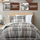 Intelligent Design Twin Duvet Cover Set Plaid Classic Cabin Lodge Duvet Cover Twin Size, Modern Casual Lightweight All Season Bedding Cover Twin, Matching Sham, Blake, Twin/Twin XL Tan/Gray 2 Piece Intelligent Design