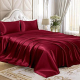 Homiest Burgundy Satin King Flat Sheet - Luxury & Ultra Soft Bedding for King Mattress, Single Sheet Sold Separately Homiest