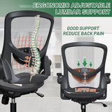 KIZECK Ergonomic Comfy Mesh Home Office Computer Desk Chair with Height Adjustable Lumbar Support with Flip up Arms for Adult KIZECK