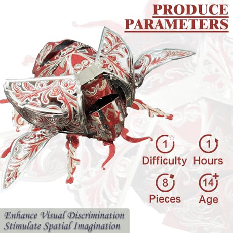 NovnZodiex 3D Metal Puzzles for Adults,Cute Red Ladybug 3D Model Building Puzzle Kits,Insect Animal Themed Design,Brain Teaser DIY Puzzle Crafts Kits Creative Ornament,Need Assembly (Ladybug) NovnZodiex