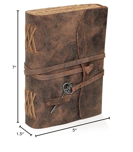 cuero Vintage Leather Journal - Antique Handmade Leather Bound journal with deckle edge paper for Men And Women Diary - Leather Sketchbook - Drawing Journal Notebook - Great Gift (5 by 7 inch) cuero