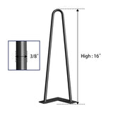 SMARTSTANDARD 16" Hairpin Furniture Legs, Metal Home DIY Projects for Nightstand, Coffee Table, Desk, etc with Rubber Floor Protectors Black 4PCS SMARTSTANDARD