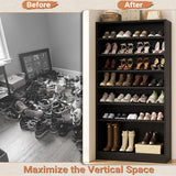 Homieasy Tall Shoe Cabinet, 9-Tier Wood Shoe Rack Organizer Cabinet for Closet, Freestanding Shoe Storage Cabinet with Adjustable Shelves for Entryway, Bedroom, Black Homieasy