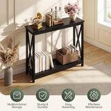 SUPER DEAL Console Table 39.5”, 2-Tier Narrow Sofa Side Table with Storage Shelf, Entrance Table for Hallway/Foyer/Living Room/Corridor/Office, Black SUPER DEAL