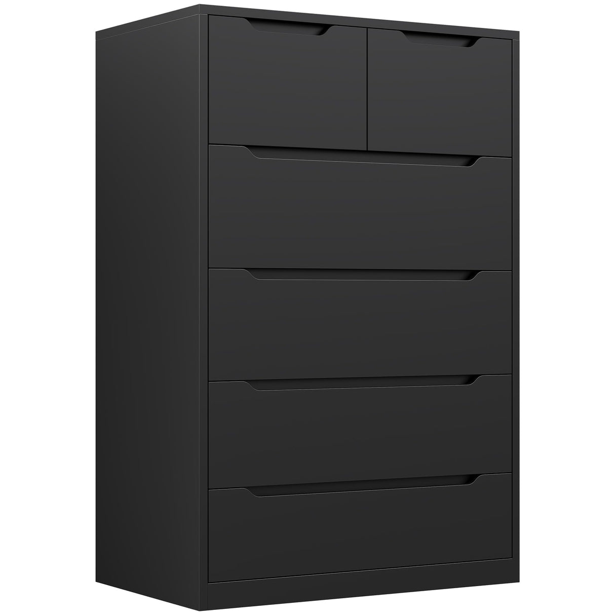 Romorgniz 6 Drawer Dresser for Bedrom, Black Tall Chest of Drawers Modern Wooden Dresser for Living Room, Entryway, Hallway, 43.2" H X 27.6" W X15.6 D Romorgniz