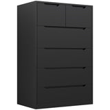 Romorgniz 6 Drawer Dresser for Bedrom, Black Tall Chest of Drawers Modern Wooden Dresser for Living Room, Entryway, Hallway, 43.2" H X 27.6" W X15.6 D Romorgniz