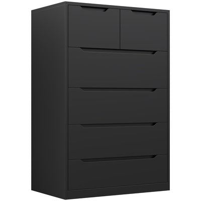 Romorgniz 6 Drawer Dresser for Bedrom, Black Tall Chest of Drawers Modern Wooden Dresser for Living Room, Entryway, Hallway, 43.2" H X 27.6" W X15.6 D