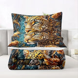 Raphus cucullatus Gold Cheetah Comforter Set King,Tropical African Animal 3D Leopard Bedding Black Bed,Gold Rose Quilt Bedding Cheetah,Leopard King Size Quilt Set Raphus cucullatus