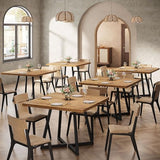 Tribesigns Square Dining Table Set of 6, 31.5" Farmhouse Dinner Table with Metal Base, Wood Kitchen Table for Dining Room, Small Space, Apartment, Rustic Brown & Black Tribesigns