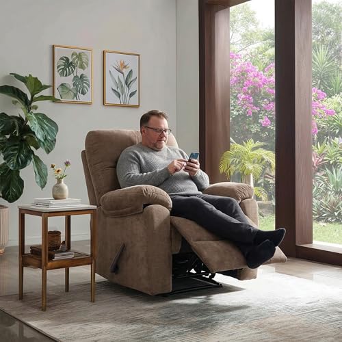 Chizzyseat Manual Oversized Recliner Overstuffed Chairs Large Recliner High Weight Capacity Big and Tall Man Recliner for Heavy Duty 400lbs Adults for Living Room, Bedroom, Nursery, RV Brown