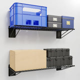 BELLO YON Wall Shelf 24'' x 11'' Garage Wall Mounted Storage Shelves, Heavy Duty Metal Wire Wall Shelving Storage Rack for Garage, Office, Basement, Max Load 90lb,Black, 2-Pack BELLO YON