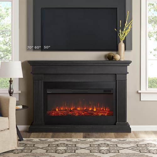 Real Flame Beau 59" Landscape Electric Fireplace with Mantel for Living Room or Bedroom, Replaceable Fireplace Insert Heater, Realistic Log and Flame Effect, Remote Control, Timer Real Flame