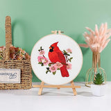 Louise Maelys Cardinal Embroidery Kits for Beginners with Bird Flower Pattern,Adults Starter Cross Stitch Kit DIY Needlepoint