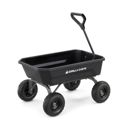 Gorilla Carts 4GCG-NF Poly Dump Cart, 600-Pound Capacity with No-Flat Tires, 4 Cubic Feet, Amazon Exclusive