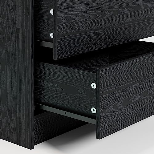 LIKIMIO Night Stand with Charging Station, Modern Black Nightstand with LED Light and Drawers, Bedside Tables/End Table for Bedroom LIKIMIO