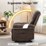 Korser Recliner Chair, Living Room Recliner Chairs for Adults, Small Recliners for Small Spaces, Upholstered Manual Recliner with Side Pockets, Modern Nursery Chair for Living Room, Chenille, Brown