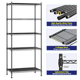 Romorgniz 5-Tier Shelf 1010LBS Storage Shelves Adjustable Wire Shelving Metal Shelving Unit Storage Rack for Kitchen Pantry Closet Laundry School Commercial 59.4" Hx21.5 W x13.6 D