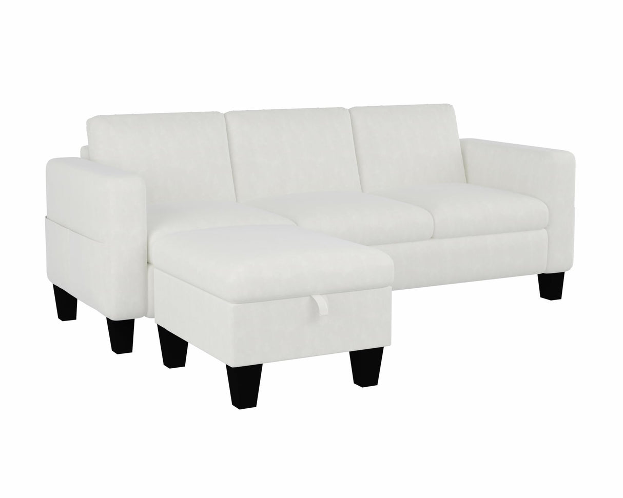 Woyomeub Sectional Sofa Couches for Living Room 78" L Shaped Sofas with Storage Ottoman Small 3 Seater Couch Velvet Fabric, Beige Woyomeub