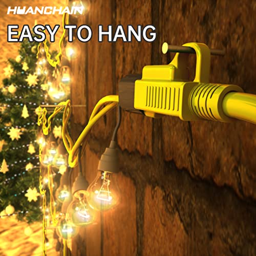 HUANCHAIN Outdoor Extension Cord 100 ft Waterproof, 16/3 Gauge Flexible Cold-Resistant Appliance Extension Cord Outside, 10A 1250W 16AWG SJTW, 3 Prong Heavy Duty Electric Cord Yellow, ETL huanchain