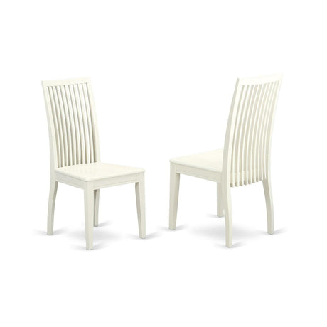 East West Furniture IPC-LWH-W Ipswich Dining Chairs - Slat Back Wood Seat Kitchen Chairs, Set of 2, Linen White East West Furniture