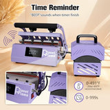 PlanetFlame Tumbler and Hat Heat Press Machine, 2-in-1 Combo Machine for Cup and Cap with Gloves and High Temp Heat Resistant Tape for 11oz-30oz Sublimation Tumbler and All Caps, Purple PlanetFlame