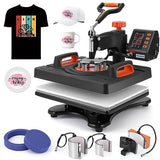 KOKEBREN 6 in 1 Heat Press Machine 12x15 Inch 360-Degree Swing Away Digital T Shirt Pressing Machine Multifunction Heat Transfer Sublimation Combo for T Shirts Mugs Hat Plate Cap KOKEBREN