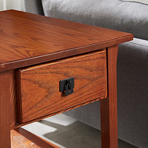 Leick Home 9066-SC Mission End Table with Locking Secret Compartment Made with Solid Wood, for Living Rooms, Russet Finish Side Table with Secret Compartment Leick Home