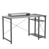 armocity Computer Desk with LED, Gaming Desk with Outlets, 40 Reversible Laptop Table with Monitor Stand, Small Desk for Small Spaces, Grey/Black armocity