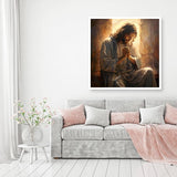 MOMDEDP DIY 5D Diamond Painting Kits for Adults: Jesus Diamond Painting Full Drill Beginners Craft Kits DIY Diamond Dots for Home Wall Decor Gifts 12x12inch Prayer MOMDEDP