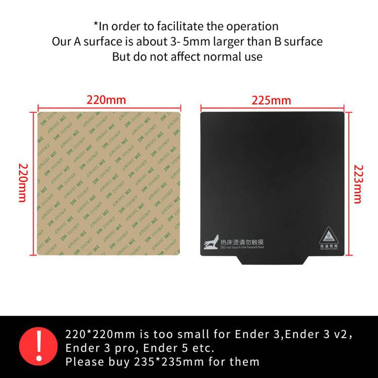 IdeaFormer-3D 3pcs Magnetic Build Surface (220 X 220mm) Flexible Removable Print Bed (2 pcs Print Surface + 1 pcs Base) for 3D Printer Hotbed(220x220), not Suitable for Ender 3 235mm Hotbed - WoodArtSupply