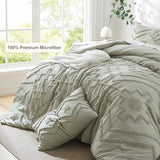Oli Anderson Boho Tufted Comforter Set King Size, 3 Pcs Soft Jacquard Bedding Set for All Seasons, Shabby Chic Farmhouse Bedding Set with Comforters for All Seasons (Mist Sage, King) Oli Anderson