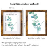 8x10 Picture Frame Brown Set of 6, Display Pictures 5x7 With mat or 8x10 Without Mat SESEAT