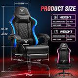 EXRACING Gaming Chair with Footrest Ergonomic High-Back PU Leather Computer Chair with RGB LED Lights Linkage Armrests Lumbar Support and Headrest 150°Reclining Diamond Quilted Office Chair for Adults EXRACING