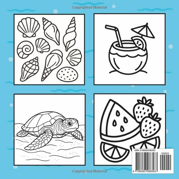 Beach Vibes Coloring Book: Cozy And Simple Summer Scenes With Bold-Line Designs For Adults And Teens WoodArtSupply