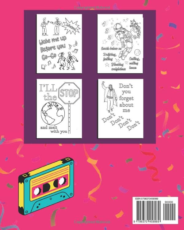 Mix Tape Coloring: 80s Favorites: 30 pages - Inspired by Totally Awesome Songs! Lindesa