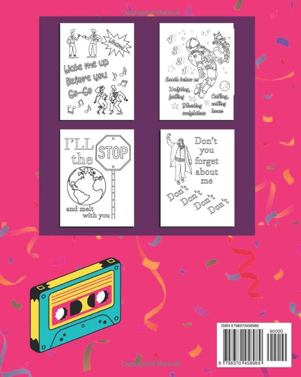 Mix Tape Coloring: 80s Favorites: 30 pages - Inspired by Totally Awesome Songs!