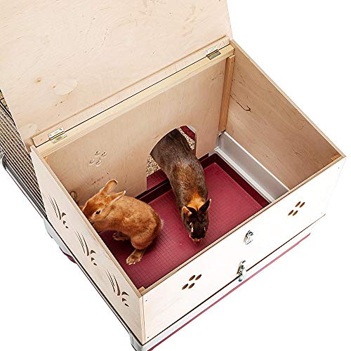 Ferplast Krolik Extra-Large Rabbit Cage w/ Wood Hutch Extension Rabbit Cage Includes All Accessories and Measures 55.9L x 23.62W x 19.68H and Includes ALL Accessories - WoodArtSupply