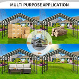 JY QAQA 12 x 15 FT Metal Carport Kits with Galvanized Steel Roof, Heavy Duty Metal Carport Canopy, Outdoor Car Tent Garage Shelter for Car, SUV, Truck and Boats JY QAQA PET