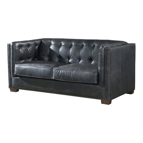 Crafters and Weavers Tuxedo Contemporary Italian Leather Loveseat in Slate Crafters and Weavers