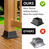 SPACEEUP 4x4 Post Base Black Square Brackets 3PCS Internal Size 3.5 x 3.5 Inch Heavy Duty Steel Deck Post Base Cover Fit for 4 x 4 Standard Wood Post Anchor Deck Base Plate SPACEEUP