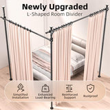 Room Divider, Tension Curtain Rod No Drilling,4-10ft(H) 28-140inch(W) Wall Divider for Room Separation, Heavy Duty Room Partition Separator, Adjustable Folding Privacy Screens,Black Daurore paw