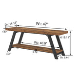 LVB Wood Bench, Industrial Storage Entryway Indoor Bench for Bedroom Hallway Living Room, Rustic Famhouse Wooden Metal Shoe Rack Accent Foyer Bench Seat for Entrance Sitting, Rustic Brown, 47 in Long LVB