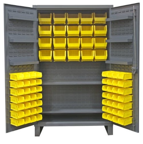 Durham Extra Heavy Duty Welded 12 Gauge Steel Cabinet with 84 Bins, HDC48-84-2S6D95, 1200 lbs Shelf Capacity, 24" Length x 48" Width x 78" Height, 8 Durham