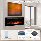 Dreamflame Electric Fireplace 42inches, Wall-Mounted & Recessed Fireplace Inserts, Multicolor Flame w/5 Dimmer, Remote Control Thermostat, Timer, Overheating Protection, Hardwire Connect, 1500W,Black Dreamflame