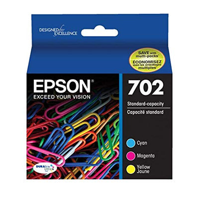 EPSON 702 DURABrite Ultra Ink Standard Capacity Color Combo Pack (T702520-S) Works with WorkForce Pro WF-3720, WF-3730, WF-3733